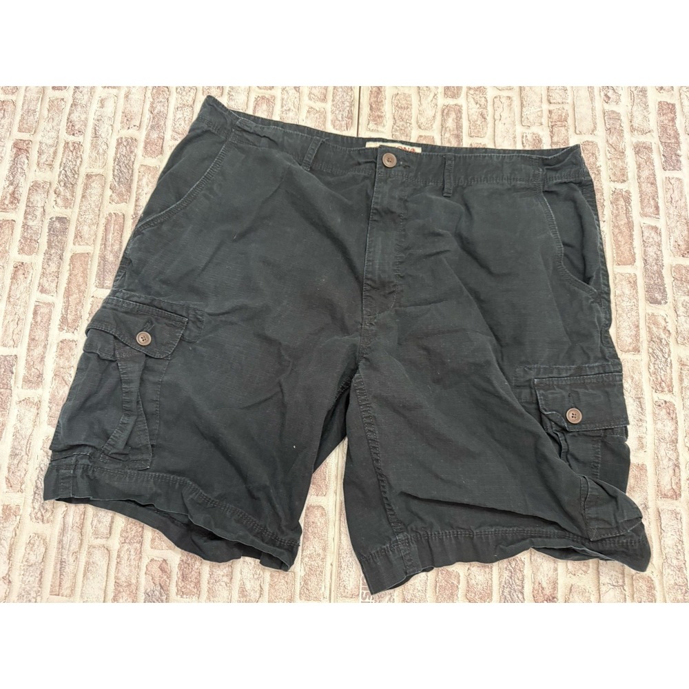 AriZona Jeans Men's  40 Black Cargo Shorts Cotton Ripstop Baggy Zip Cargo Pocket